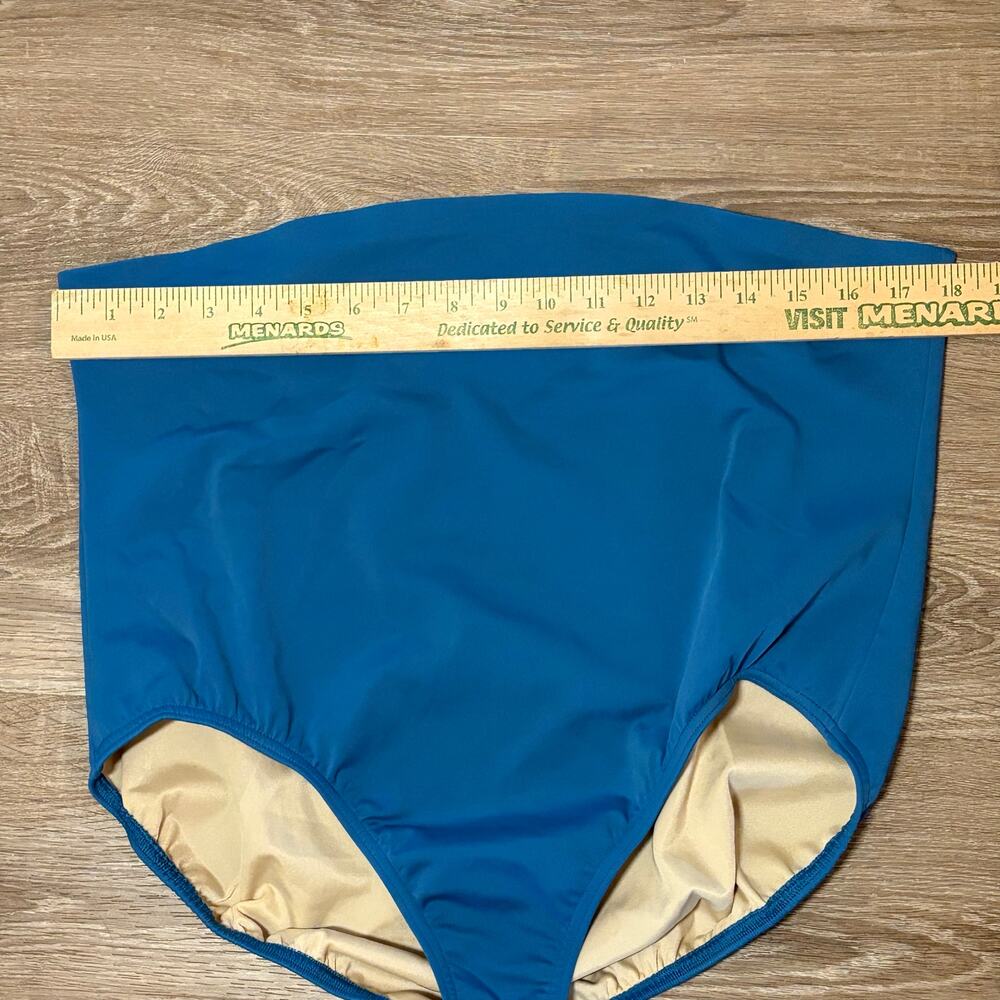 Lands’ End Plus Size Tankini Set 18W 20W Blue Aqua Molded Cup Swim Top Bottom - Picture 6 of 14